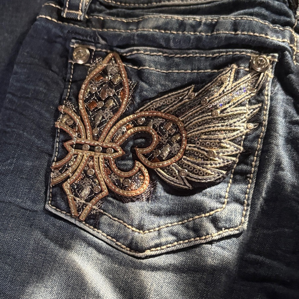 Miss Me Dark Blue Jeans with Embellished Pocket